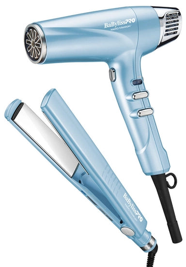 Babyliss Nano Titanium Dual Ionic Dryer + Flat Iron