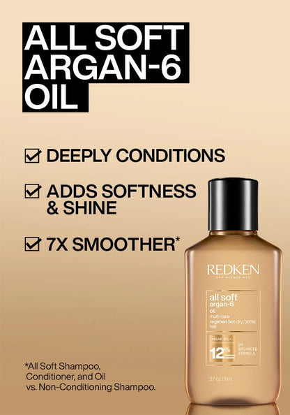 Redken All Soft Argan-6 Oil Multi-Care Oil 3 oz. for Dry Hair
