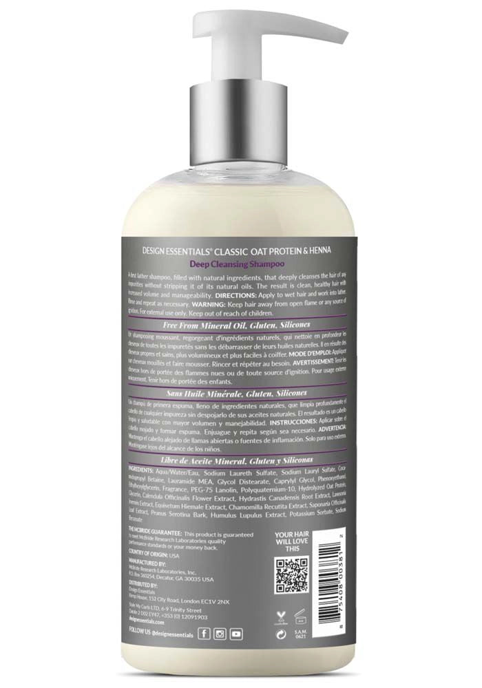 Design Essentials Oat Protein & Henna Deep Cleansing Shampoo